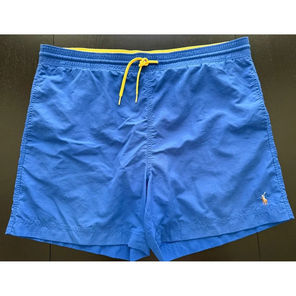 Ralph Lauren Swim Trunks Mens L Blue Mesh Lined‎ Board Shorts Beach Resortwear